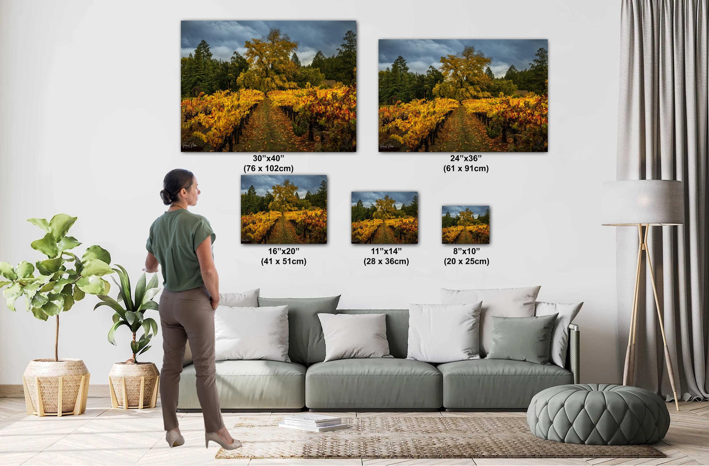 Winery Print, California Napa Valley Vineyard Autumn Canvas Wall Art, Fine Art Photography | home office bar restaurant
