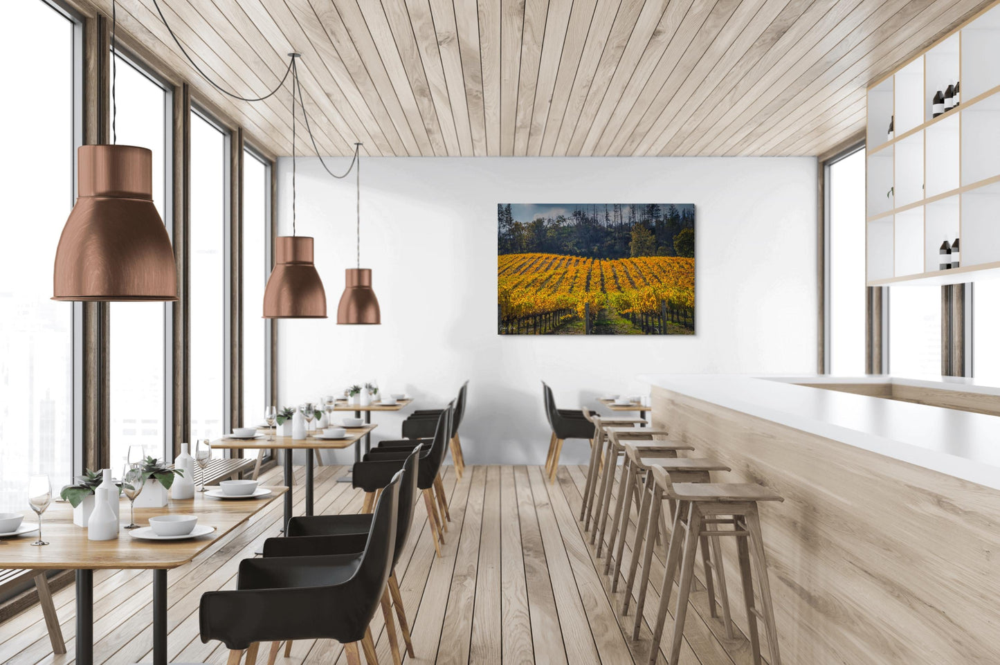 Winery Print, California Napa Valley Vineyard Rolling Hills Autumn Canvas Wall Art, Fine Art Photography | home office bar restaurant