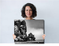 Morro Rock Photography Print: Black and White California Coast Wall Art