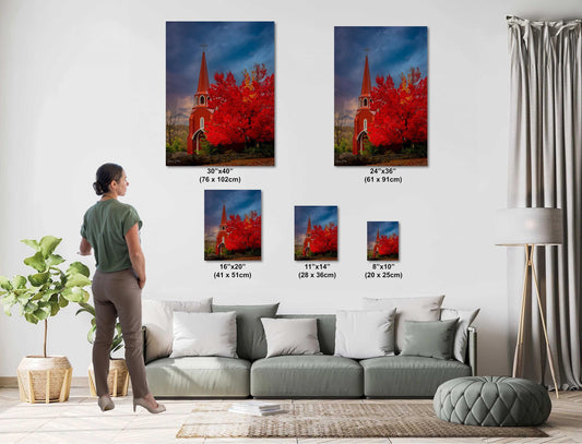Red Church Fine Art Photo: California Gold Country Landmark, Fall Colors