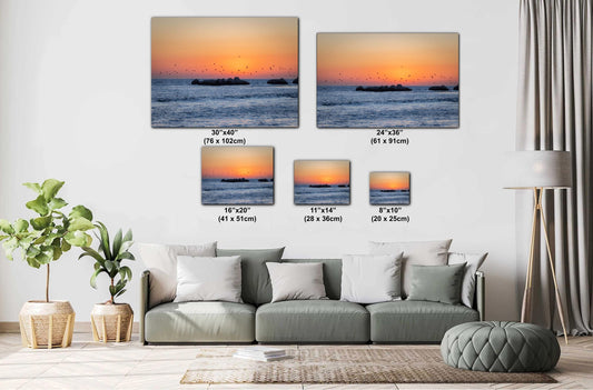 Pelicans at Sunset Fine Art Photograph: Half Moon Bay Coastal Print