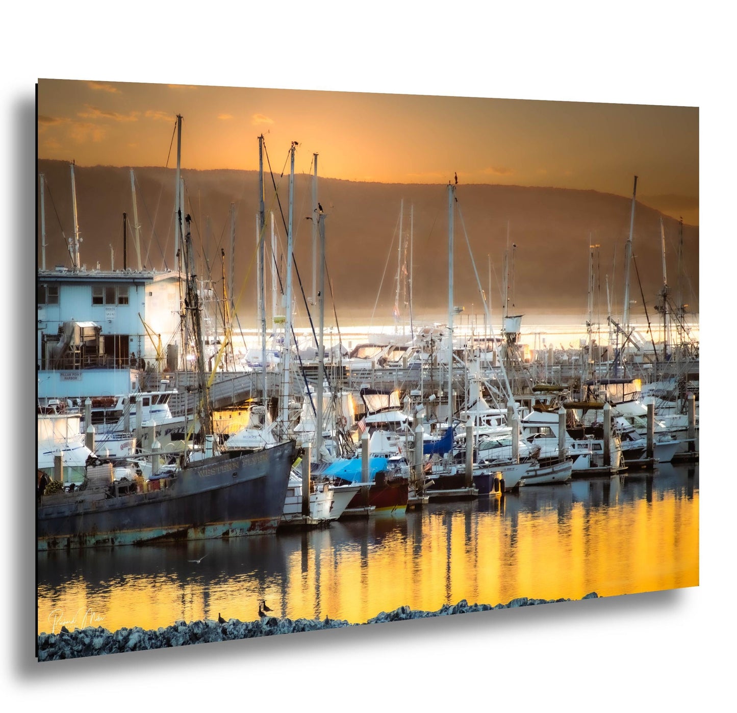 Half Moon Bay Sunset Photograph: Coastal Fishing Boats Art Print