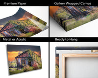 California Sunrise Shack, Canvas Wall Art, Gold Country Motherlode, Sutter Creek Scenic Landscape,  Fine Art Photography, Canvas, Acrylic
