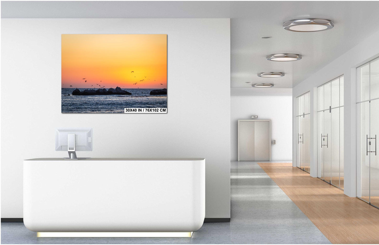 Half Moon Bay Sunset Print: Pelicans Over 3 Rocks Beach - Coastal Art
