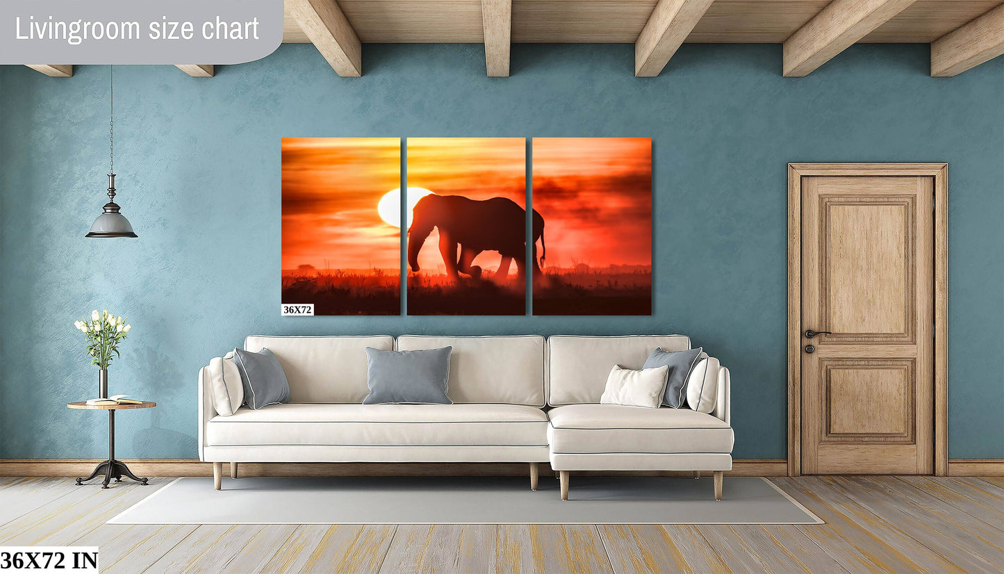 African Elephant at Sunset Wildlife Photography, Canvas Wall Art, Animal Poster, Nature Wall Art, Fine Art Photography, home. office decor