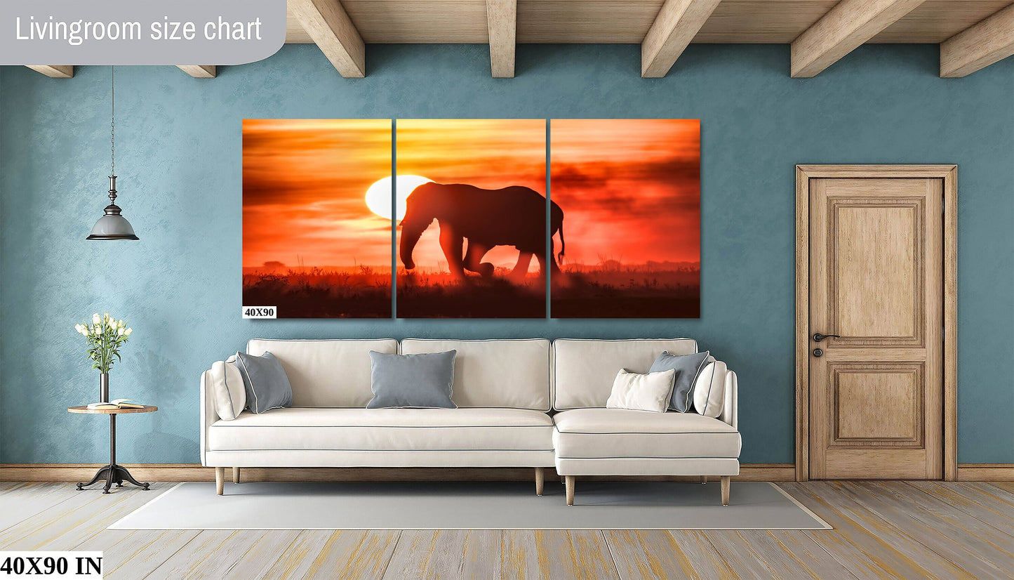 African Elephant at Sunset Wildlife Photography, Canvas Wall Art, Animal Poster, Nature Wall Art, Fine Art Photography, home. office decor