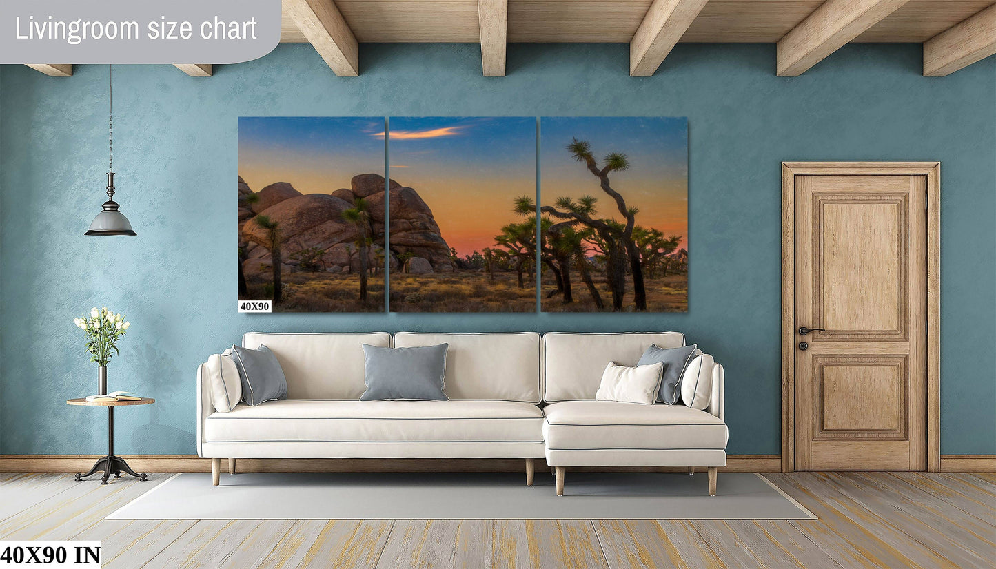 Joshua Tree Fine Art Photography | Desert Sunset. Iconic Joshua Tree Landscape Poster | National Park Nature Canvas Wall Art