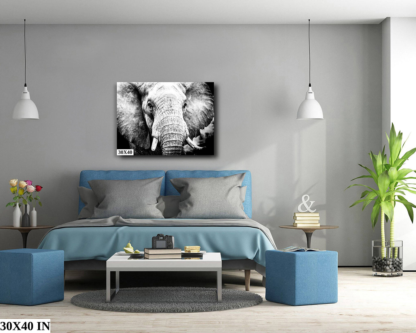 African Elephant, Wildlife Photography, Black and White Animal Poster, Nature Canvas Wall Art, Fine Art Photography, home, office decor