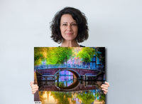 Amsterdam Fine Art Photo | Canvas Wall Art | Prinsengracht Canal Bridge | Landscape | Home, Office Wall Decor | Canvas | Acrylic | Paper