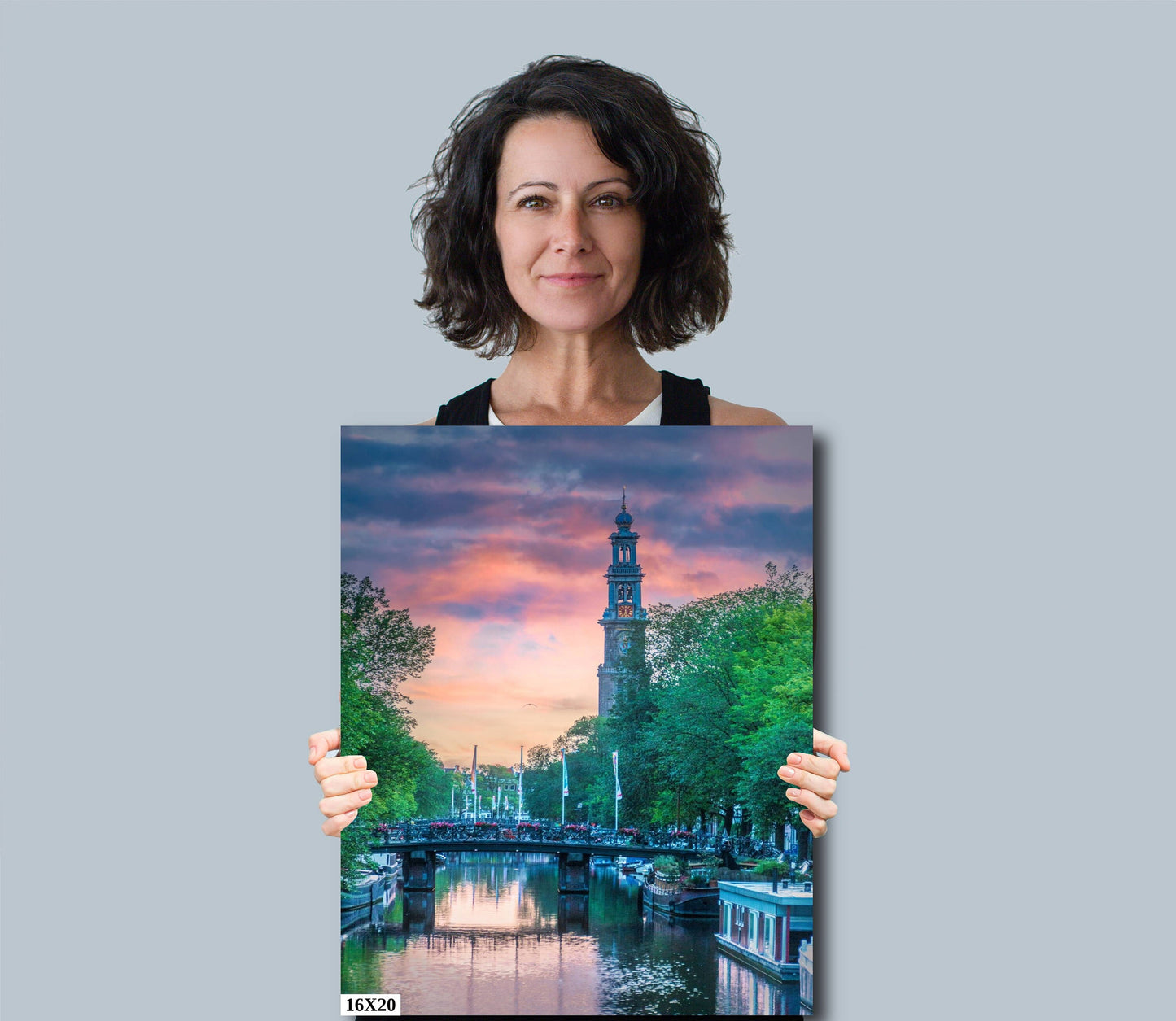 Amsterdam Landscape Fine Art Photography | Iconic Westerkerk Clock Tower Picture | Holland Poster | Canvas Wall Art | Amsterdam Canal Photo