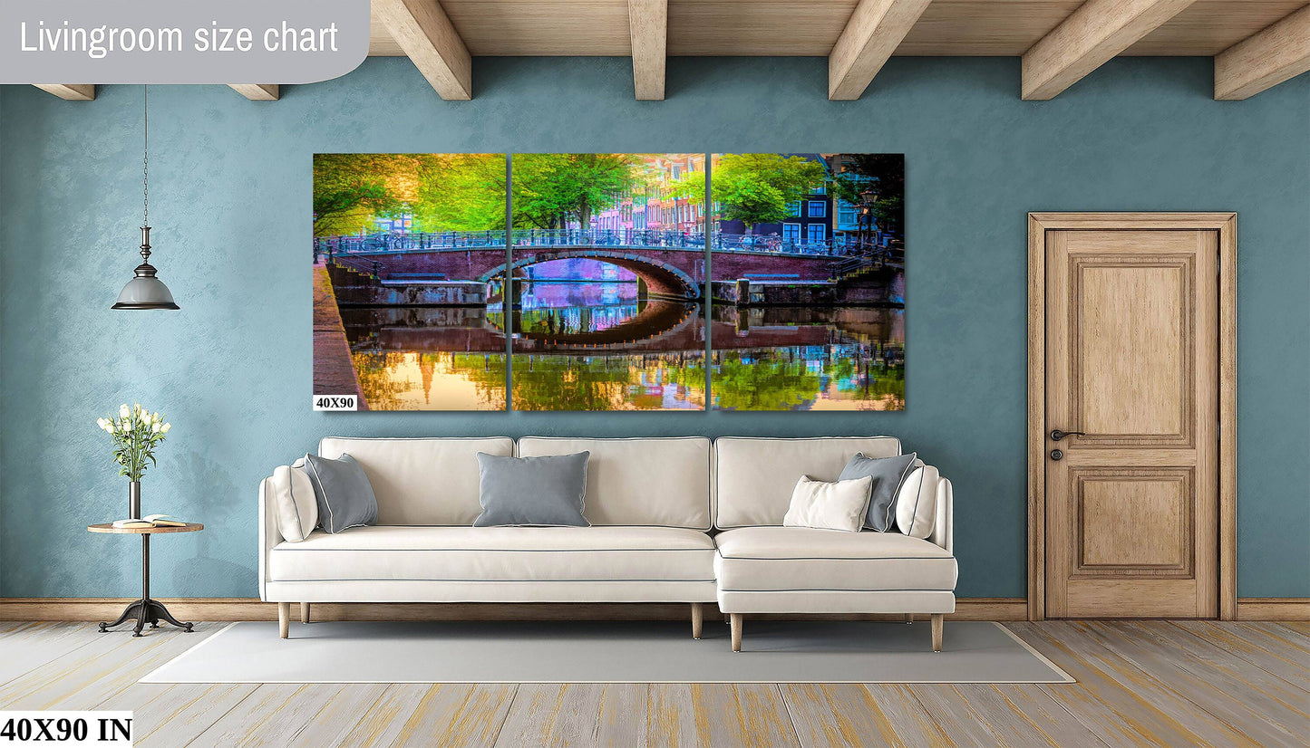 Amsterdam Fine Art Photo | Canvas Wall Art | Prinsengracht Canal Bridge | Landscape | Home, Office Wall Decor | Canvas | Acrylic | Paper