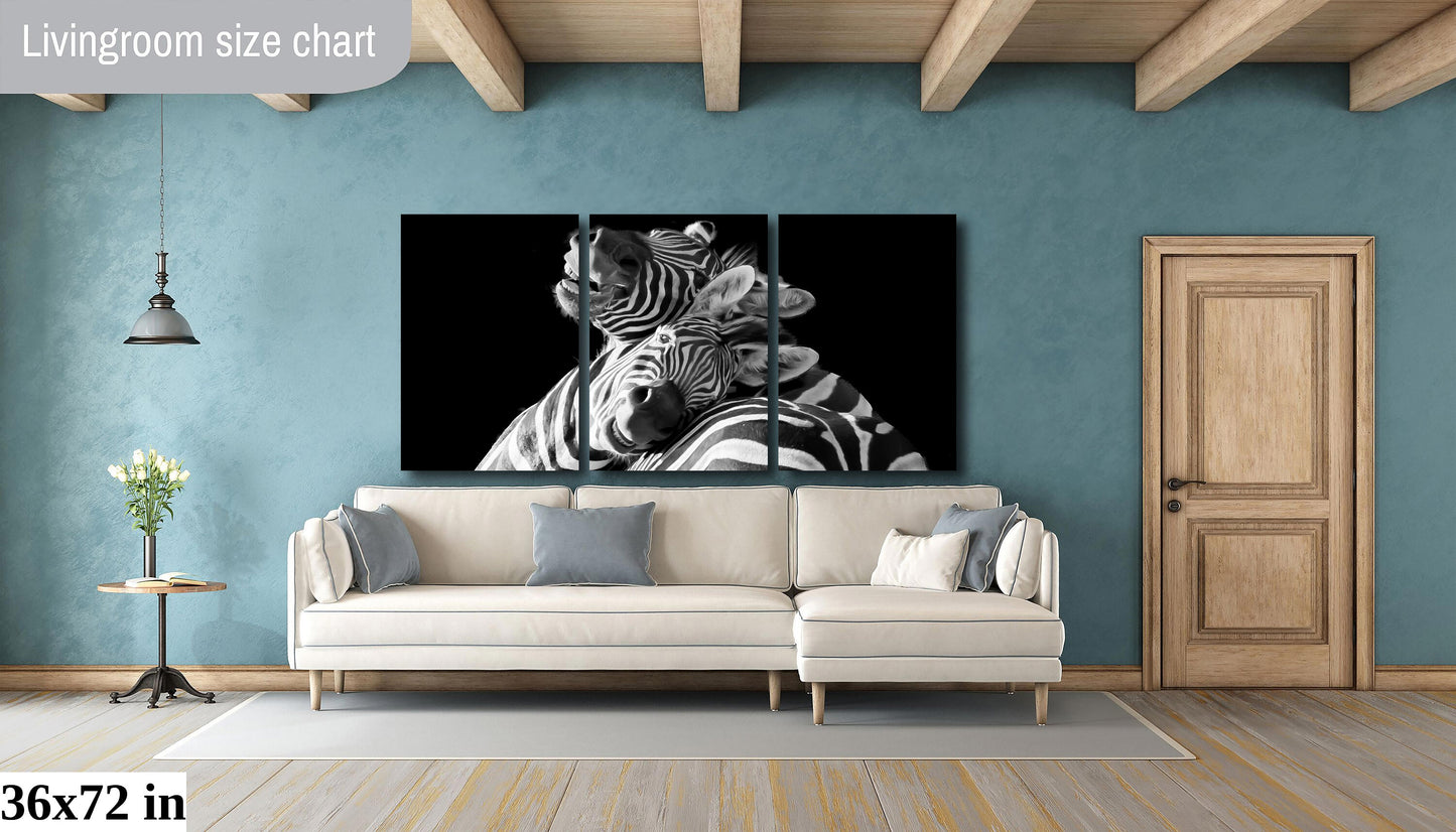 African Zebras, Canvas Wall Art, Wildlife Photography, Black & White "Boys Will Be Boys" Fine Art Print