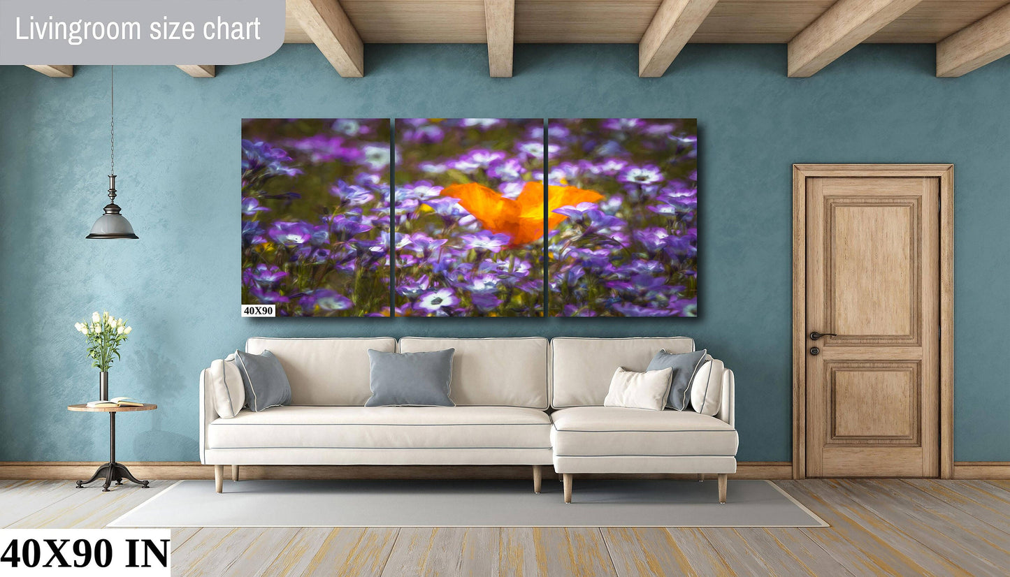 Poppies in Lupine Fine Art Photography| Antelope Valley California Superbloom Poster, Canvas Wall Art, Lupine Picture paper, acrylic, metal