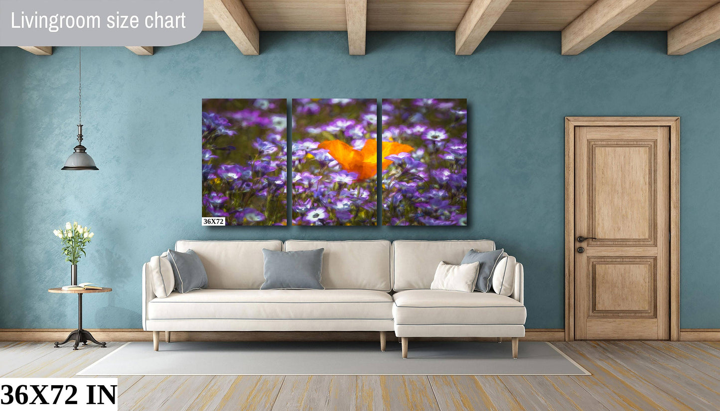 Poppies in Lupine Fine Art Photography| Antelope Valley California Superbloom Poster, Canvas Wall Art, Lupine Picture paper, acrylic, metal