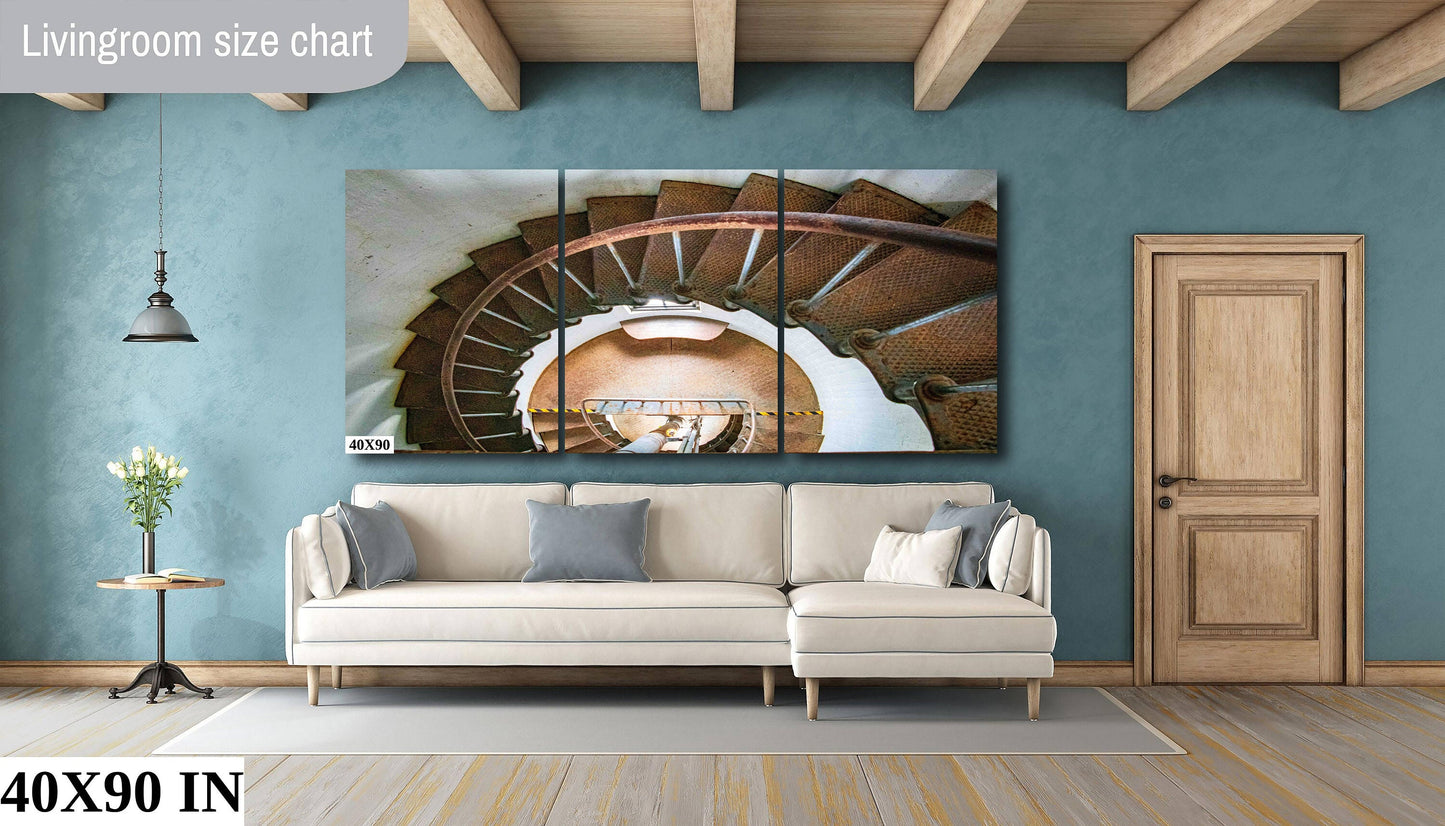 Point Arena Lighthouse Stairs | Canvas Wall Art |  California Pacific Ocean Scenic Landscape | home art, wall decor | paper, canvas, acrylic