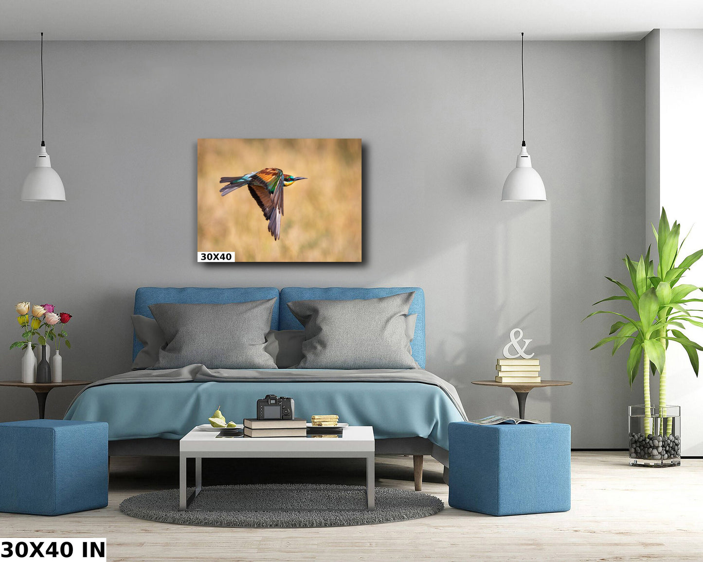 African Bird in Flight Photo | European Roller Fine Art Photography, Nature Canvas Wall Art, Wildlife Poster |  | Print home, office decor