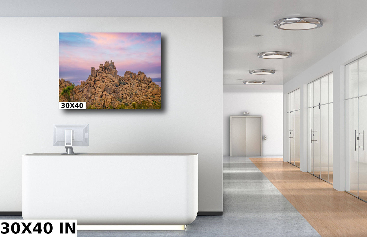 Joshua Tree Desert Sunrise. California National Park Pastel Landscape, Iconic Rocks Canvas Wall Art, Fine Art Photography home, office decor