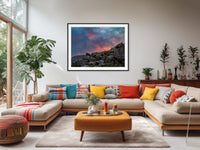 Joshua Tree Fiery Sunset. California National Park Vivid Landscape, Canvas Wall Art, Fine Art Photography home, office decor