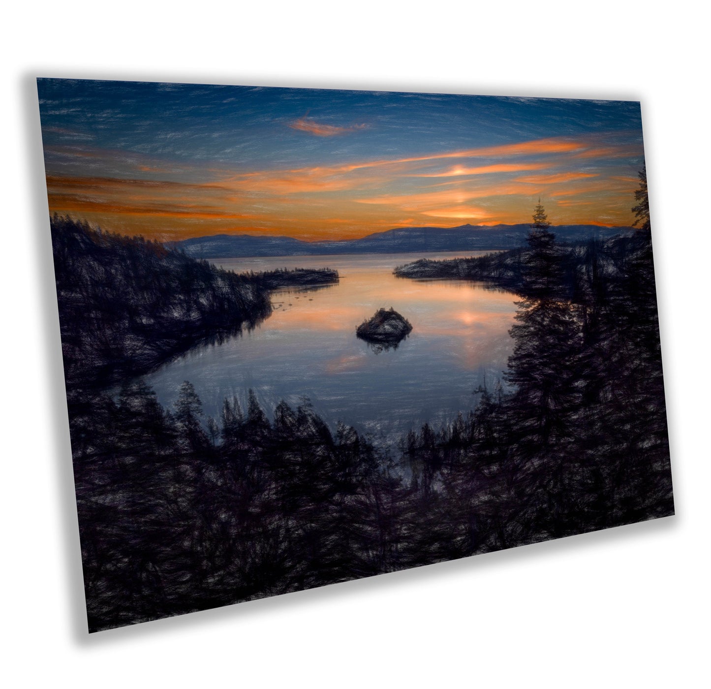 Emerald Bay Lake Tahoe Snowy Trees Sunrise California Fine Art Photography | Canvas Wall Art | Scenic Landscape Poster | home, office decor