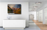 Colorado's Iconic Maroon Bells Fine Art Photo |  Rocky Mountain Sunrise Fall Colors | Canvas Wall Art | Travel Picture paper, acrylic, metal