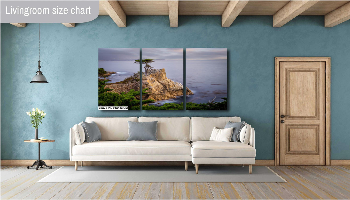 California's Iconic Lone Cypress Fine Art Photograph | Carmel by the Sea Canvas Wall Art,  Pebble Beach Coastal Seascape Sunset poster