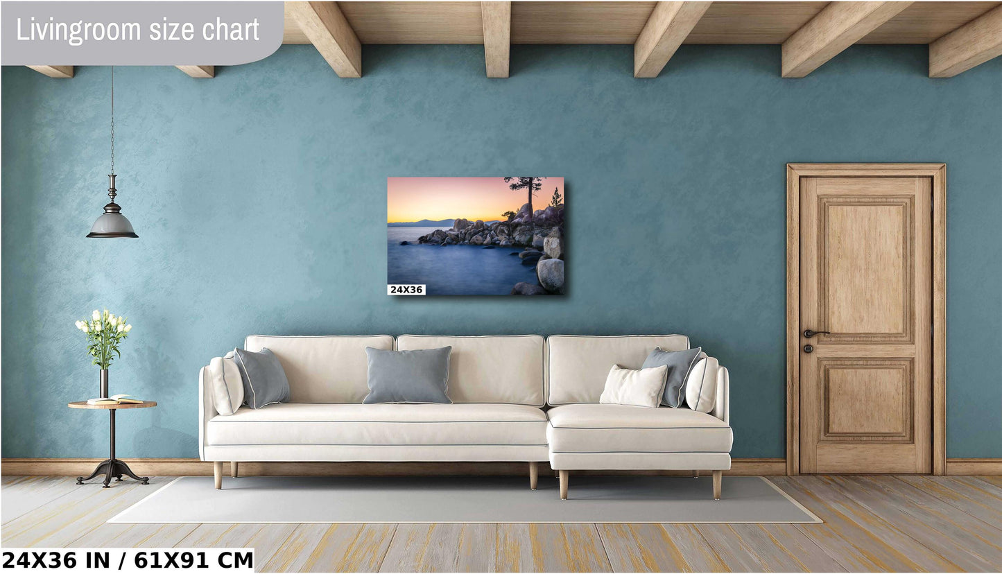 Lake Tahoe Secret Cove Sunset View | California Fine Art Photography | Canvas Wall Art | Scenic Landscape Poster | home, office decor