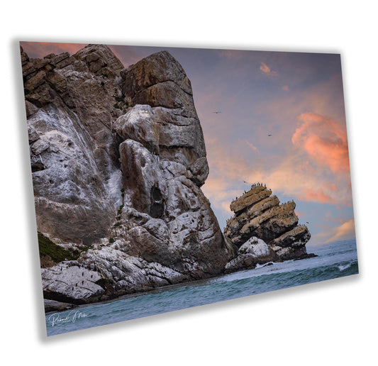 Morro Rock Wall Art |  California Coastal Canvas Wall Art | Pacific Ocean Scenic Landscape | home art, wall decor | paper, acrylic, metal