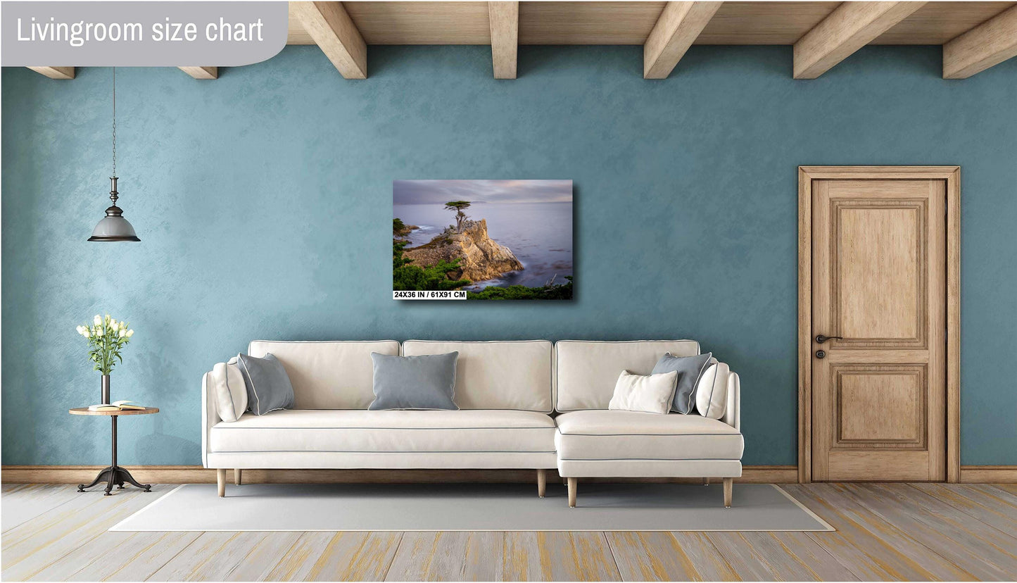 California's Iconic Lone Cypress Fine Art Photograph | Carmel by the Sea Canvas Wall Art,  Pebble Beach Coastal Seascape Sunset poster