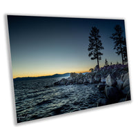 Lake Tahoe Secret Cove Blue Sunset View | California Fine Art Photography | Canvas Wall Art | Scenic Landscape Poster | home, office decor