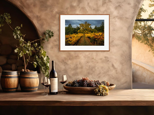 Winery Print, California Napa Valley Vineyard Autumn Canvas Wall Art, Fine Art Photography | home office bar restaurant