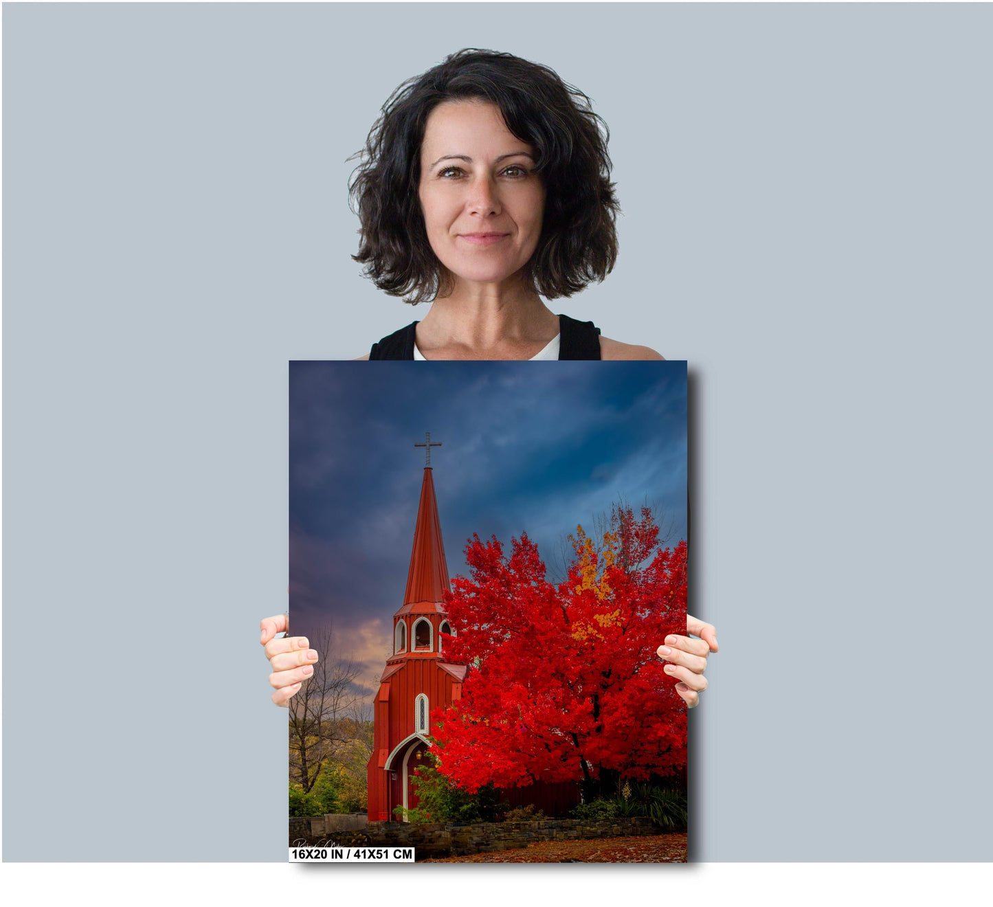 California Gold Country Iconic Red Church Fine Art Photo | Historical Landmark Picture | Fall Colors | Canvas, Metal, Acrylic Wall Art