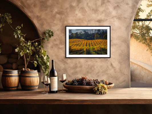 Winery Print, California Napa Valley Vineyard Rolling Hills Autumn Canvas Wall Art, Fine Art Photography | home office bar restaurant